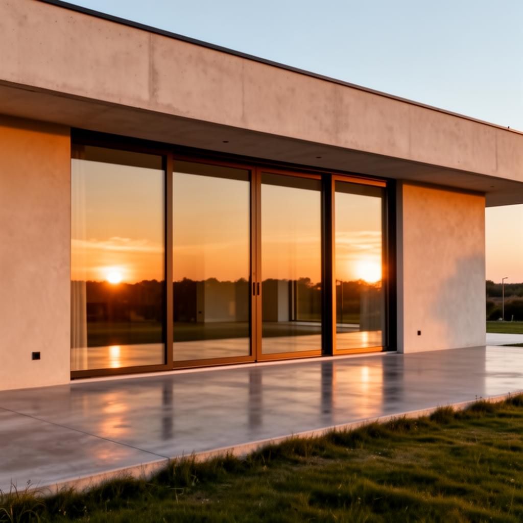 Modern home at golden hour